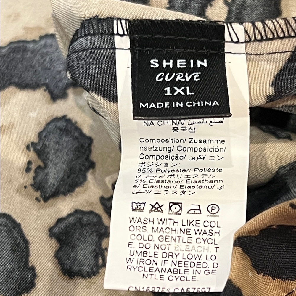 SHEIN Curve Leopard Wide Leg Pants Drawstring Elastic Waist - Picture 8 of 11